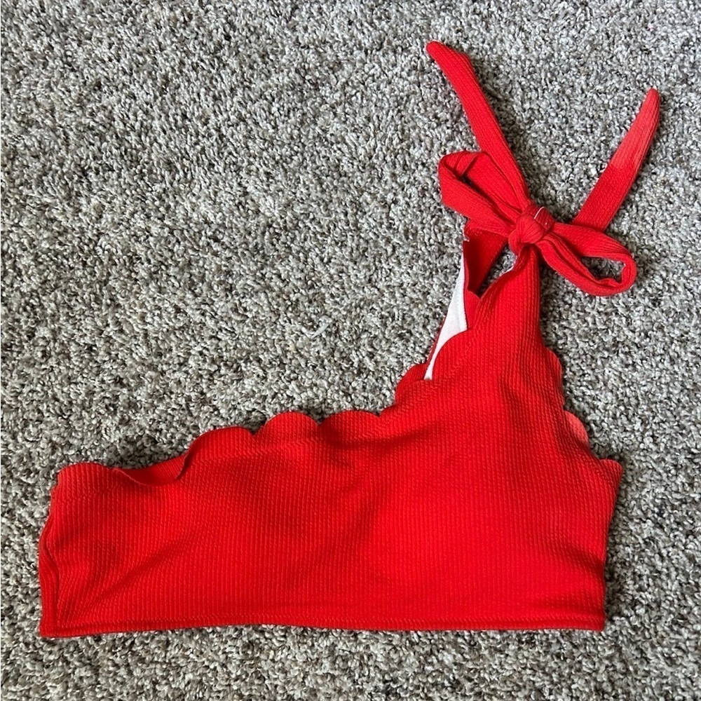 Red Scalloped Women's bikini Top